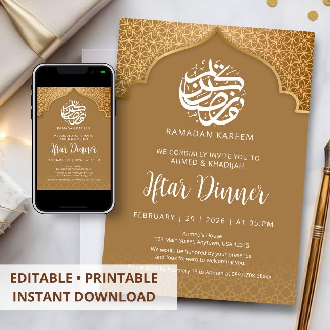 Convite Grand Mosque Arch Ramadan Iftar Dinner Invitation (Criador carregado)