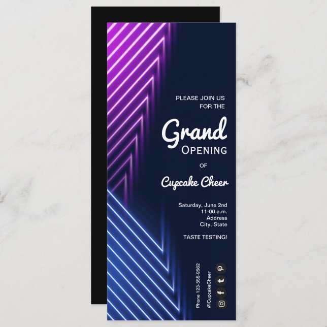 Convite Grand Open Neon (Frente/Verso)