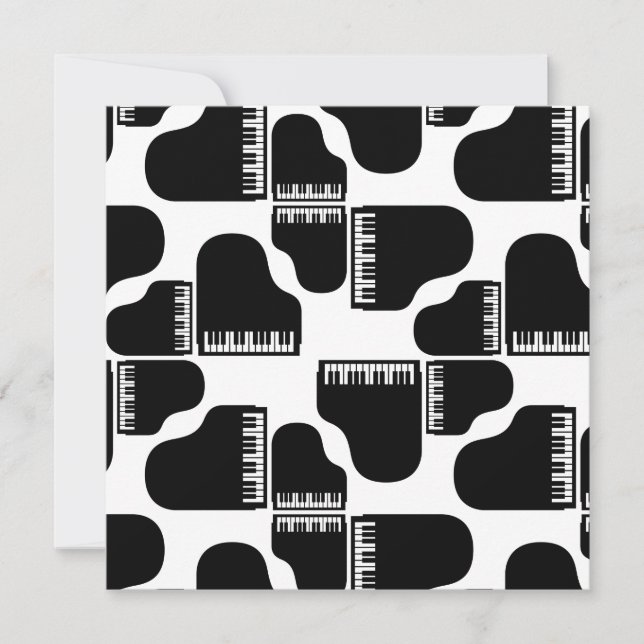 Convite Grand Pianos Music Themed Piano Art COR PERSONALIZ (Frente)