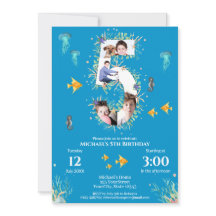 Grande 5 Foto Colagem Aniversário Sob O Mar