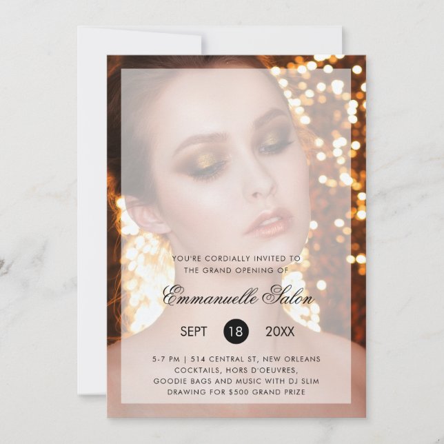 Convite Grande Abertura da Bela Fotografia Moderna Salon (Frente)