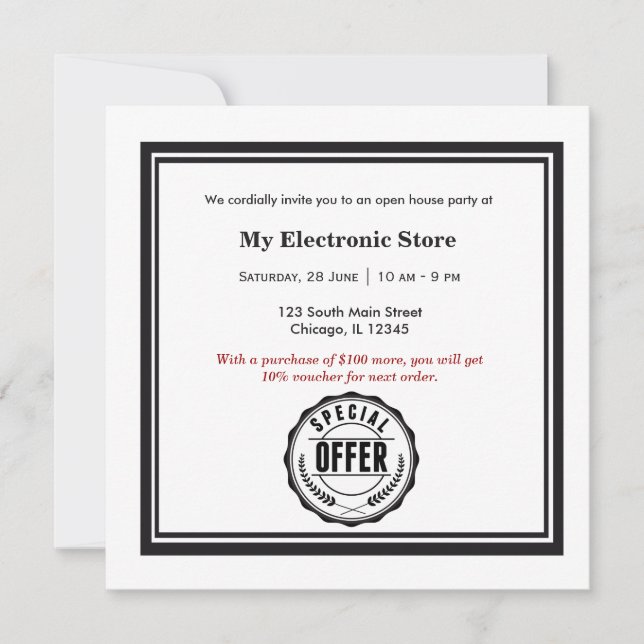 Convite Grande Abertura da Oferta Especial (Frente)