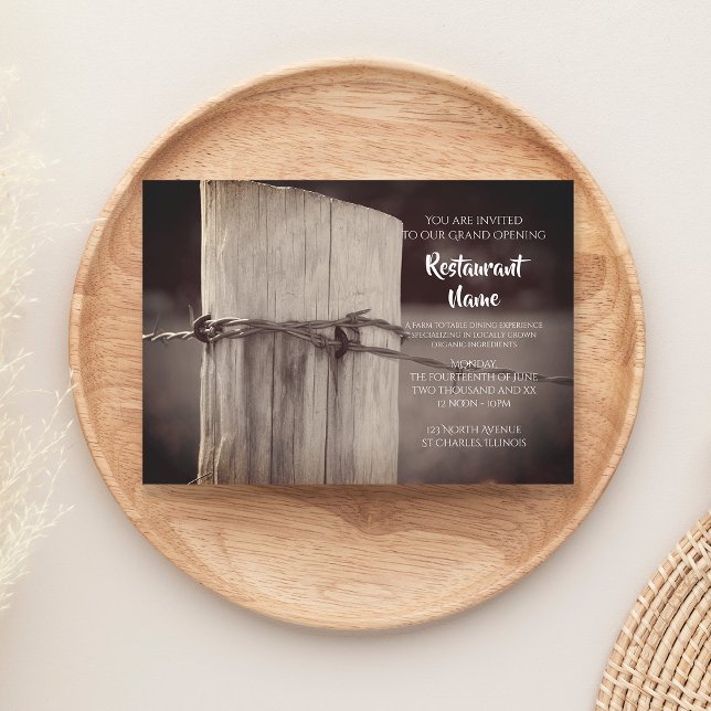 Convite Grande Abertura do Restaurante da Fazenda de Cerca (Criador carregado)