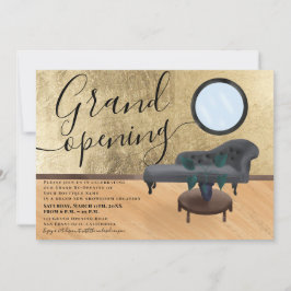 Convite Grande abertura do salão de beleza de cena de ouro