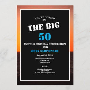 Convite Grande Ano de Festas de aniversário Sunset, à no