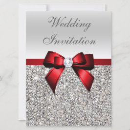 Convite Grande Arco Vermelho Faux Silver Sequins