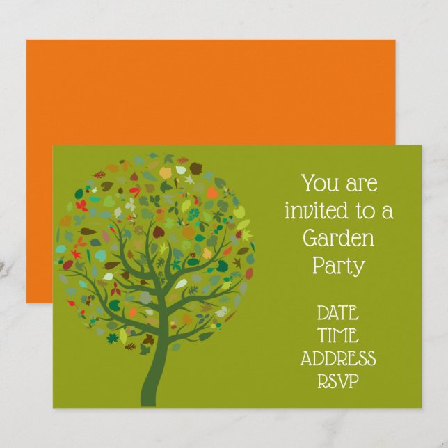Convite Grande árvore fofa Função de festa no jardim (Frente/Verso)