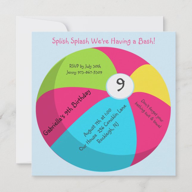 Convite grande, brilhante do aniversário da bola (Frente)