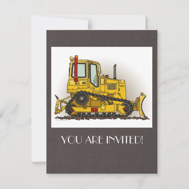 Convite Grande Bulldozer Dozer (Frente)