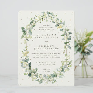 Convite Grande Casamento de Inverno de Snowberry Creme + E