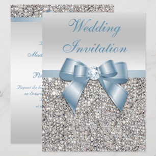 Convite Grande Casamento Faux Silver Sequins Dusty Arco Az