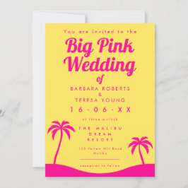 Convite Grande Casamento Rosa Barbiecore Trendy Yellow Bea