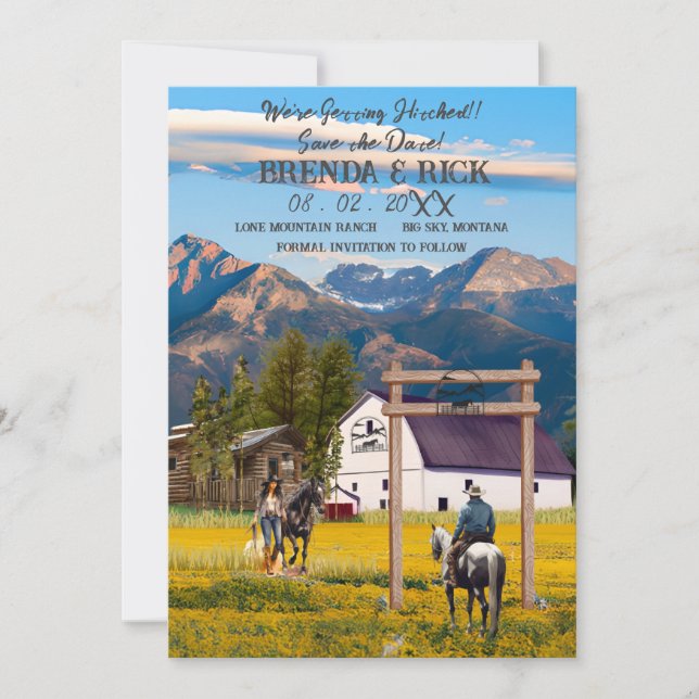 Convite Grande Cowgirl, Cowboy Sendo Atingido #2! (Frente)