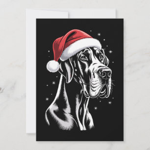 Convite Grande Dane Chapéu de Papai Noel Preto Branco Nata