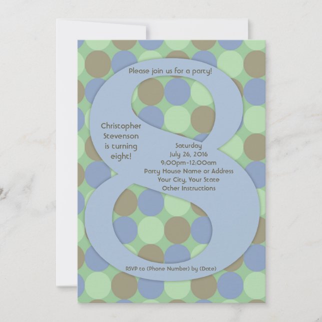 Convite Grande Festa de aniversário 8 8º Rapaz (Frente)