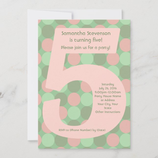 Convite Grande Festa de aniversário de 5 da Garota 5 (Frente)