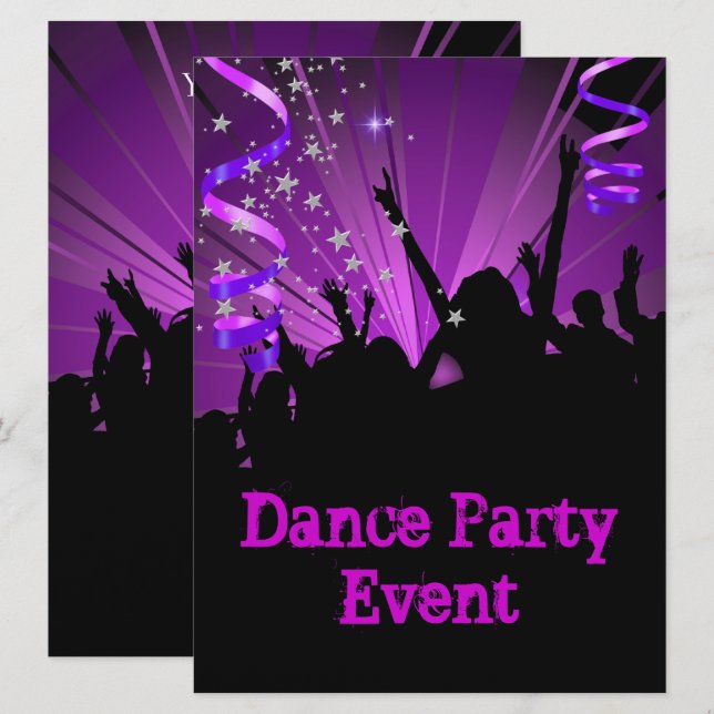 Convite Grande Festa de Dança Roxa Evento Multidão Rave (Frente/Verso)