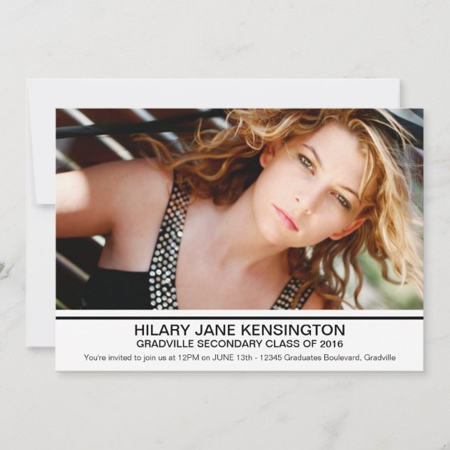 Convite Grande festa de formatura ou cerimónia simples da (Frente)