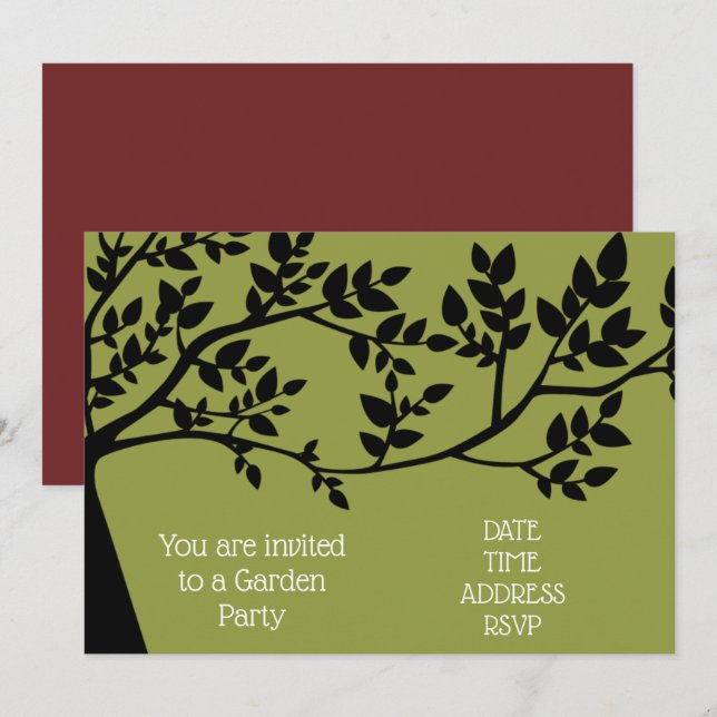 Convite Grande festa de jardim com árvore (Frente/Verso)