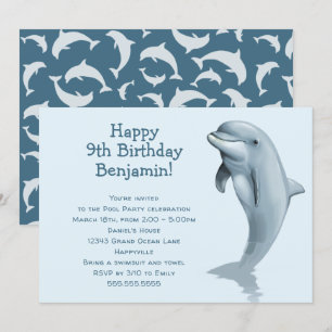 Convite Grande festa do Aniversário de criança de golfin