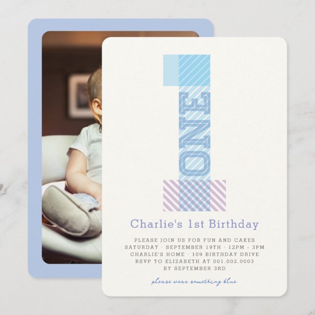 Convite Grande Número 1 Festa de primeiro aniversario Stri (Frente/Verso)