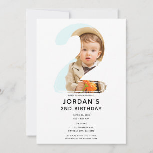 Convite Grande Número 2 DOIS Foto Segundo 2º Festa de Aniv