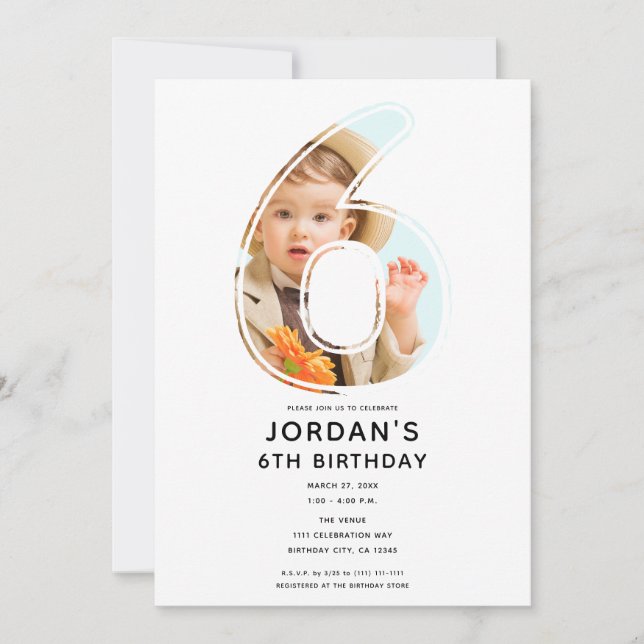 Convite Grande Número 6 Fotografia SEX Sexta Festa de aniv (Frente)