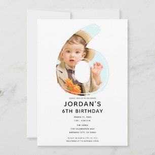 Convite Grande Número 6 SEX Foto Sexto Aniversário de 6 an