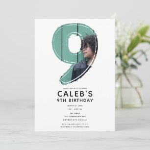 Convite Grande Número 9 Nove Foto 9º Festa de Aniversário