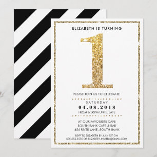 Convite GRANDE NÚMERO DE IDADE CONVIDAR 1 brilho dourado m