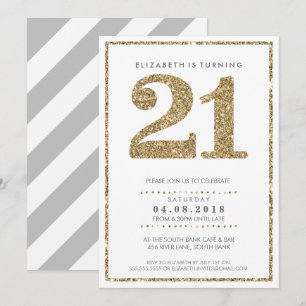 Convite GRANDE NÚMERO DE IDADE CONVIDAR 21 brilhantes de o