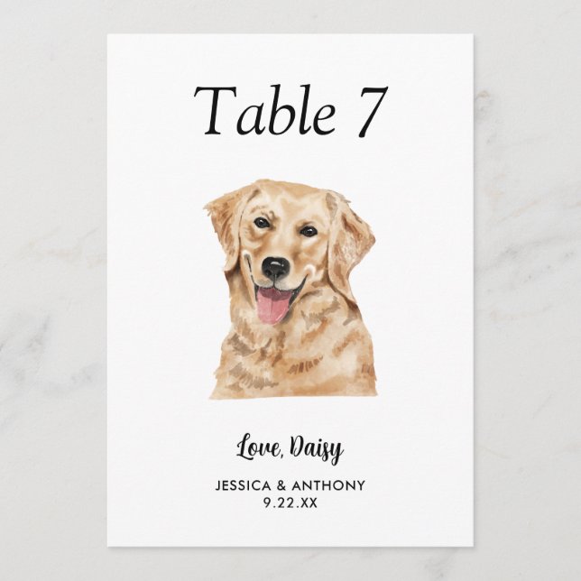 Convite Grande Número de Mesa de Casamento de Cachorro em  (Frente)