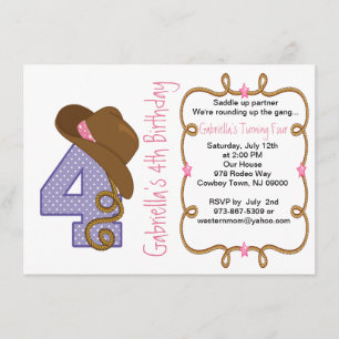 Convite grande ocidental do aniversário de quatro