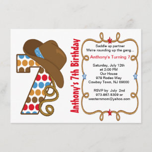 Convite grande ocidental do aniversário de sete