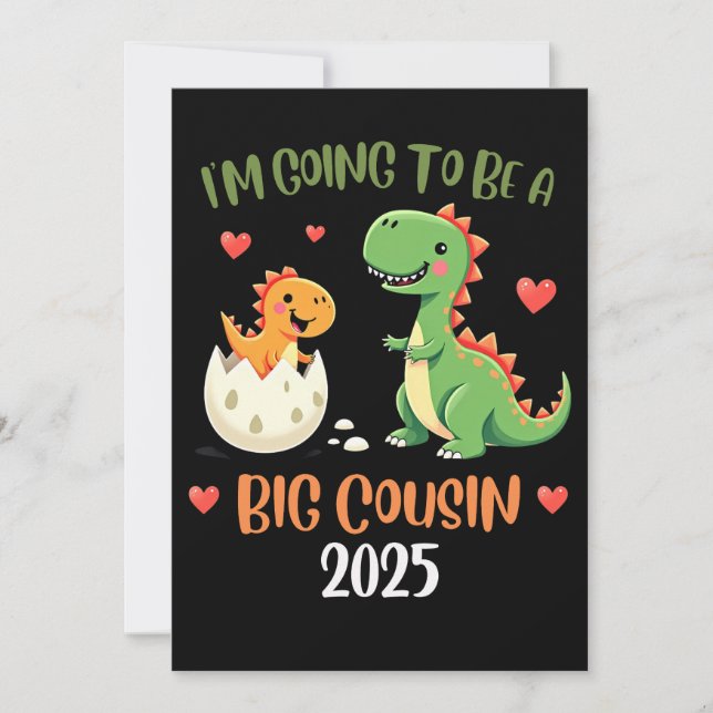 Convite Grande Primo Dinossauro Eu Vou Ser Primo Bebê Rex (Frente)