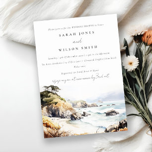 Convite Grande Sur Califórnia Aquarela Paisagem Casamento