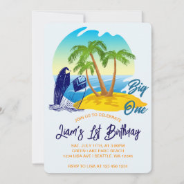 Convite Grande Tema de Praia para Menino no Aniversário co