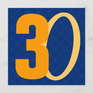 Convite Grandes números do aniversário de 30 anos azuis e