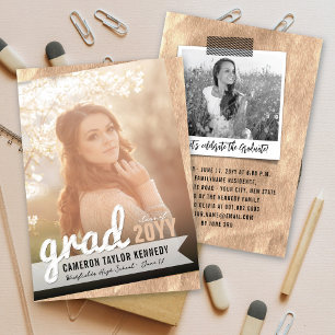 Convite Grandes Rabiscos de Graduação Folha de Bronze Fest