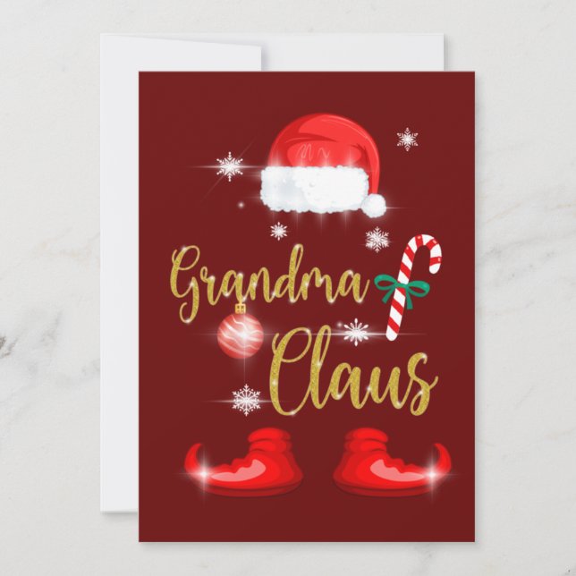 Convite Grandma Santa Claus Funny Family Christmas Pjs (Frente)