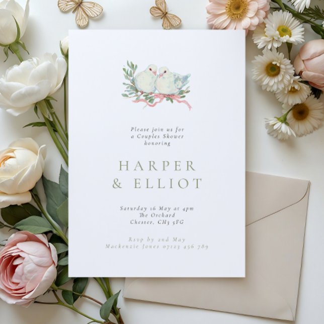 Convite Grandmillenial Love Birds Couples Shower (Criador carregado)