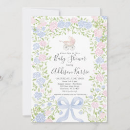 Convite Grandmillennial baby carriage shower invitation