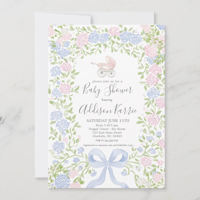 Convite Grandmillennial baby carriage shower invitation (Frente)