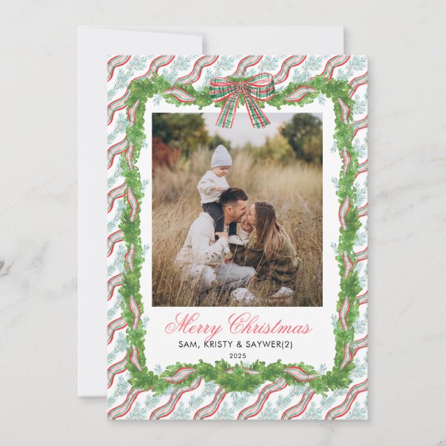 Convite grandmillennial Family Photo Christmas Card (Frente)