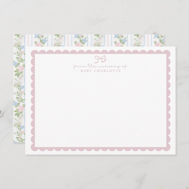 Convite Grandmillennial Floral Nursery Stationery card (Frente/Verso)