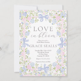 Convite Grandmillennial Pink and Blue bridal shower invite