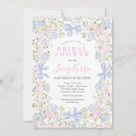 Convite Grandmillennial Pink and Blue bridal shower invite