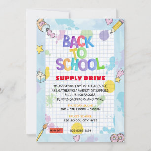 Convite Graph Paper Back to School Supply Drive Fundraise