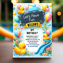 Convite Graph Splash Bubbles Summer Duam primeiro aniversa