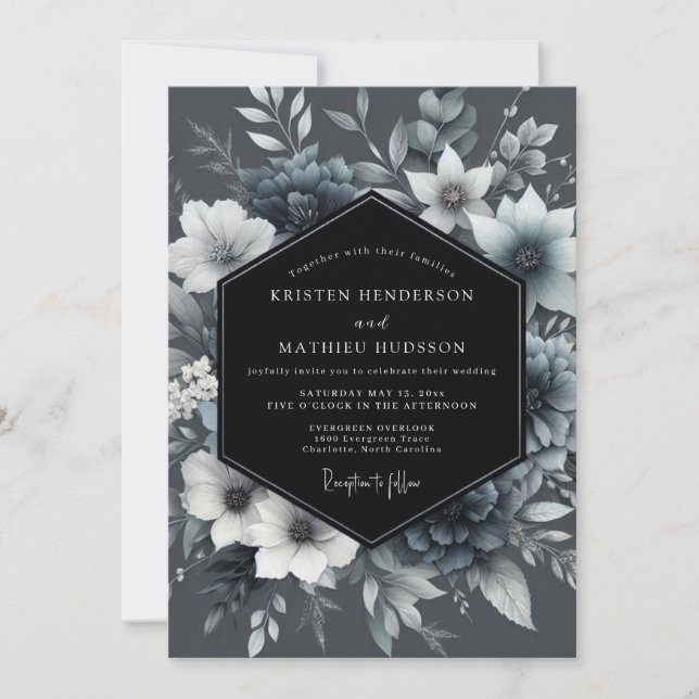 Convite Graphite Ethereal Bloom Wedding (Frente)